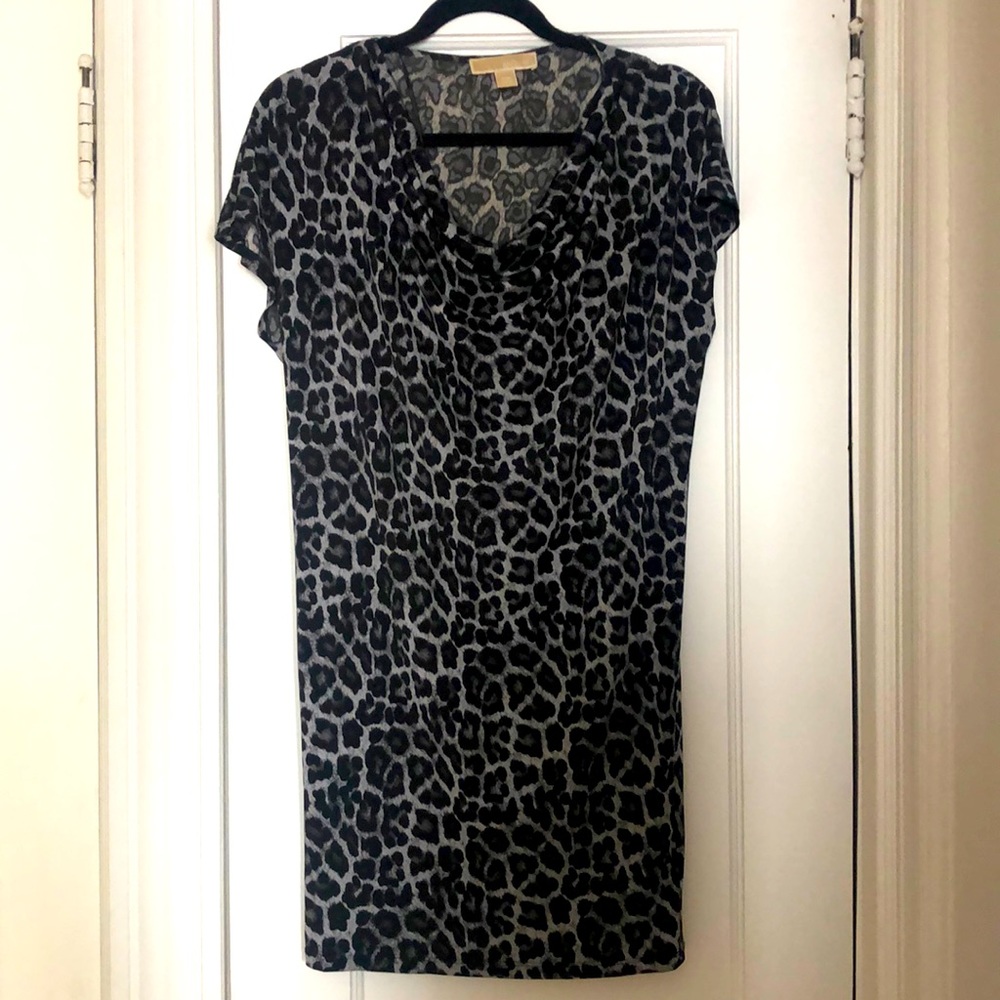 Michael Kors Gray Leopard Print Dress